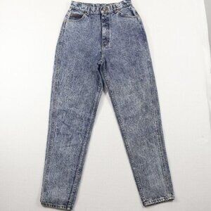 Vintage Lee Jeans Womens 14 Long Blue Mom Pants High Waisted Acid Wash 80s 90s